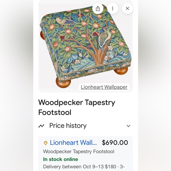 Scully & Scully Fine Quality Tapestry Footstool Woodpecker Brand New NWT - Picture 12 of 13